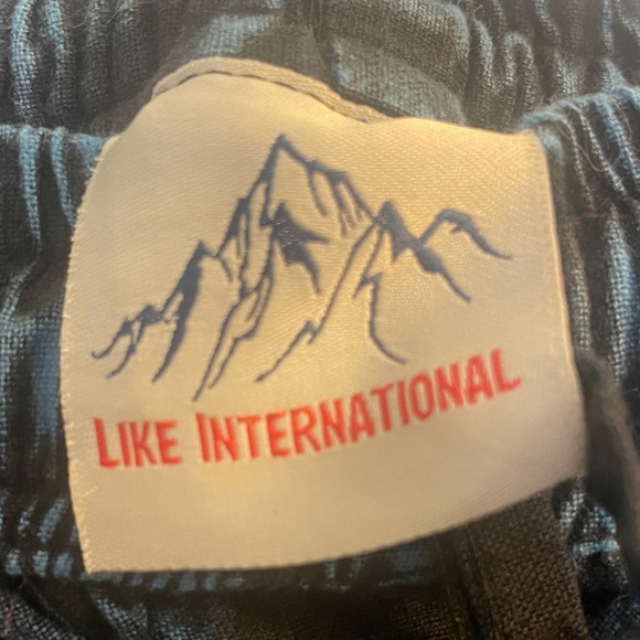 Women's Wide Leg Geometric Pattern Pants - Black And Blue S/M - Picture 2 of 8